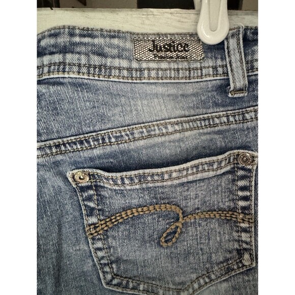 Justice Denim Shorts Girls Sz 12R Embroidered Flowers - Picture 6 of 9